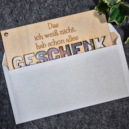 Geldgeschenkkarte aus Holz