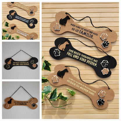 Hundeknochen aus Filz mit Pfoten